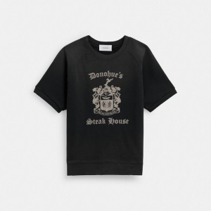 Coach Shrunken Raglan Crewneck Erkek Üstler Siyah | 39845MHTP