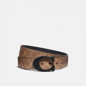 Coach Signature Buckle Cut To Size Reversible Belt, 38 Mm Erkek Kemer Haki Siyah | 26435VJGR
