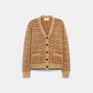 Coach Signature Cardigan Kadın Üstler Kahverengi | 29015MXOR