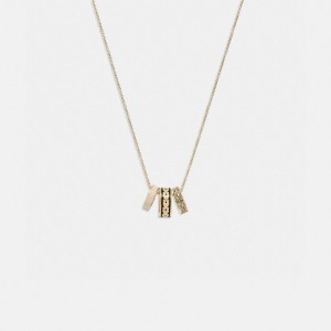 Coach Signature Enamel Necklace Kadın Takı Altın Siyah | 67981TXYO