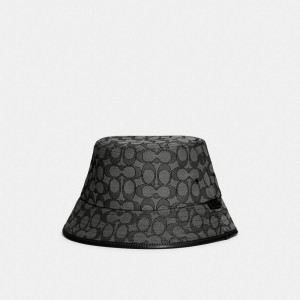 Coach Signature Jacquard Bucket Hat Kadın Şapkalar Gri | 38042KXGQ