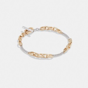 Coach Signature Mixed Chain Bracelet Kadın Takı Altın Gümüş | 84375SIEH