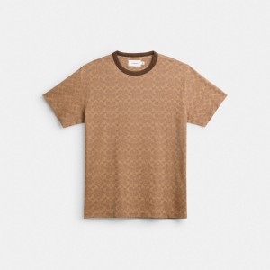 Coach Signature T Shirt Kadın Üstler Kahverengi | 63980DYAB