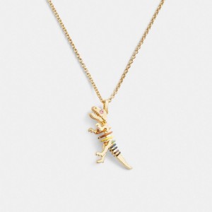 Coach Skeletal Rexy Long Pendant Necklace Kadın Takı Altın Renkli | 01457GYZX