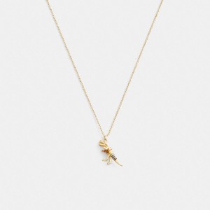 Coach Skeletal Rexy Pendant Necklace Kadın Takı Altın Renkli | 90168KMNR