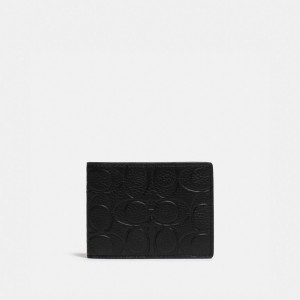 Coach Slim Billfold Wallet In Signature Leather Erkek Cüzdanlar Siyah | 01926FYVZ