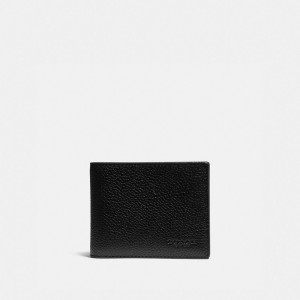 Coach Slim Billfold Wallet With Signature Canvas Detail Erkek Cüzdanlar Siyah Haki | 69472QPTN