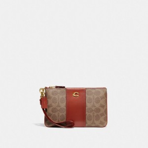 Coach Small Wristlet In Signature Canvas Kadın Saat Kahverengi Kırmızı | 10592TWKS