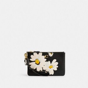 Coach Small Wristlet With Floral Print Kadın Saat Siyah Renkli | 28597THNI