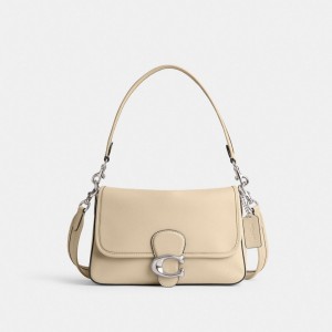 Coach Soft Tabby Shoulder Bag Kadın Omuz Çantası Gümüş Beyaz | 52174VIYX