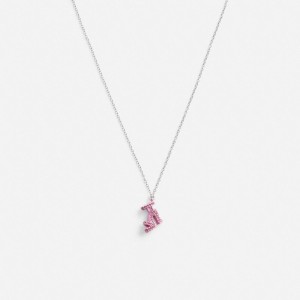 Coach Stiletto Pendant Necklace Kadın Takı Gümüş Pembe | 86194ZRAN