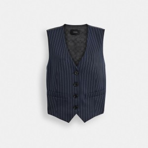 Coach Suit Vest Kadın Üstler Lacivert Beyaz | 67835ZWJY