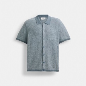 Coach Sweater Polo Erkek Üstler Mavi | 59683ZJMQ