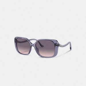 Coach Swoop Temple Rectangle Sunglasses Kadın Gözlük Mor | 89530PKMG