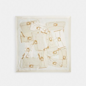 Coach Tabby Bag Print Silk Square Scarf Kadın Eşarp Renkli | 25034ZNPH