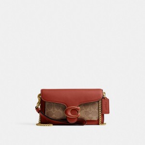 Coach Tabby Crossbody Wristlet In Signature Canvas Kadın Saat Kahverengi Kırmızı | 40156LTRI