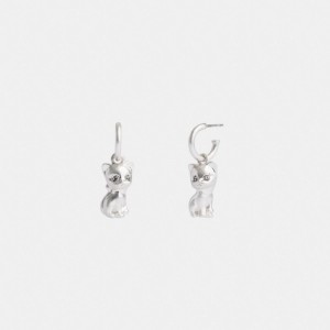 Coach The Lil Nas X Drop Cat Huggie Earrings Kadın Takı Gümüş | 62895XFQT