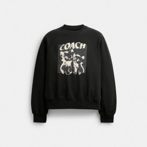 Coach The Lil Nas X Drop Signature Cats Crewneck Sweatshirt Kadın Üstler Siyah | 01293PENL