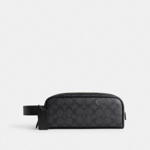 Coach Travel Kit In Signature Canvas Erkek Seyahat Çantası Gri | 08143GJRB