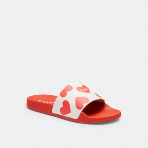 Coach Udele Sport Slide With Valentine's Print Kadın Sandalet Kırmızı | 92810OSJB