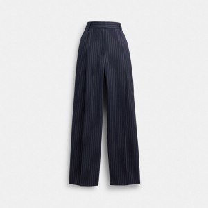Coach Wide Leg Trousers Kadın Pantolon Lacivert Beyaz | 28340NKZE