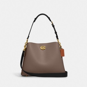 Coach Willow Shoulder Bag In Colorblock Kadın Omuz Çantası Koyu Gri | 09354YISQ