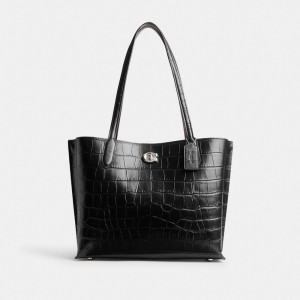 Coach Willow Tote Bag Kadın Tote Çanta Gümüş Siyah | 06912PUXJ