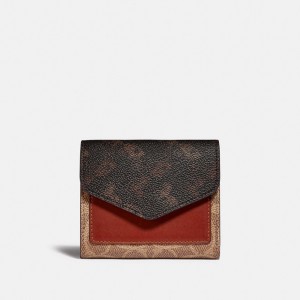 Coach Wyn Small Wallet With Horse And Carriage Print Kadın Küçük Cüzdan Kahverengi Kırmızı | 76538NWOV