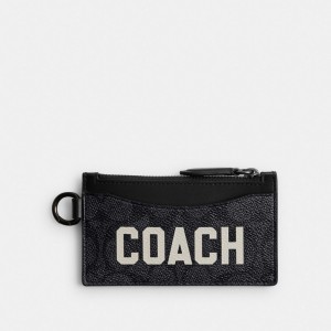 Coach Zip Card Case In Signature Canvas With Graphic Erkek Kart Kılıfı Gri Renkli | 02651ZXJG